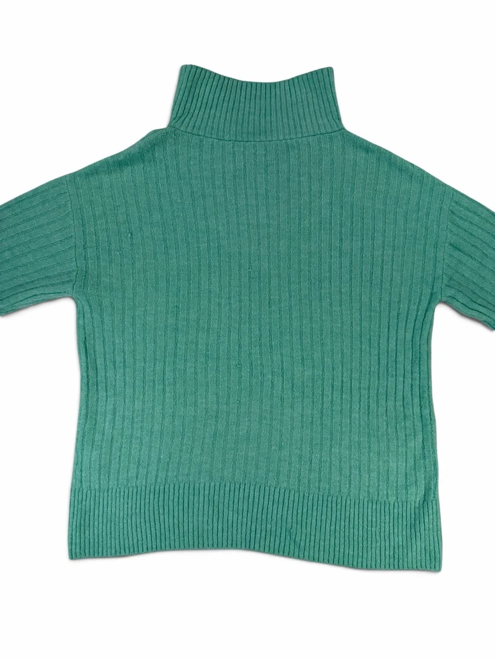 Talbots Seafoam Green Quarter Zip Cable Knit Mock Neck Sweater Gold Zip M NWT